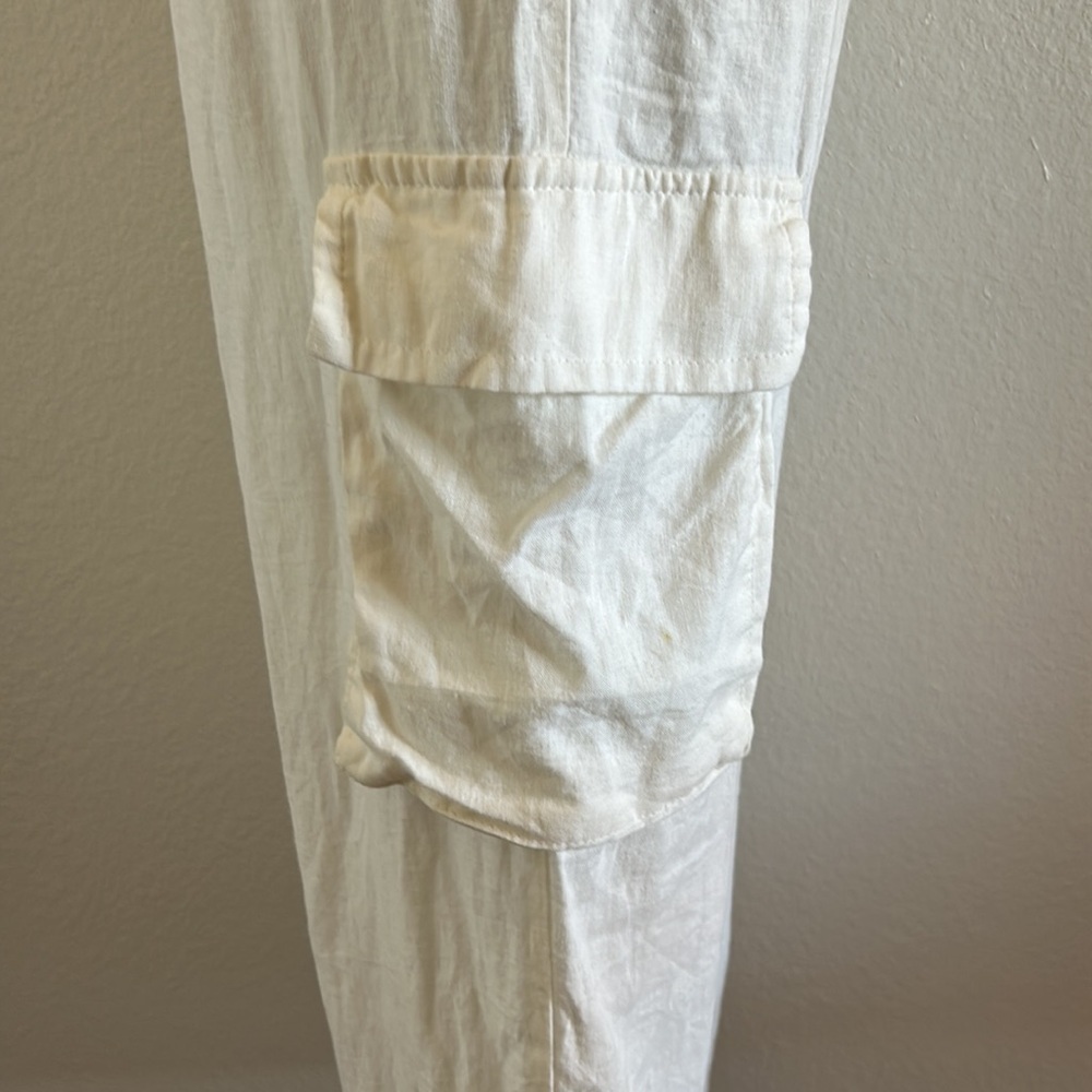 NWT White Linen Cargo Pants Size Medium - Picture 5 of 13
